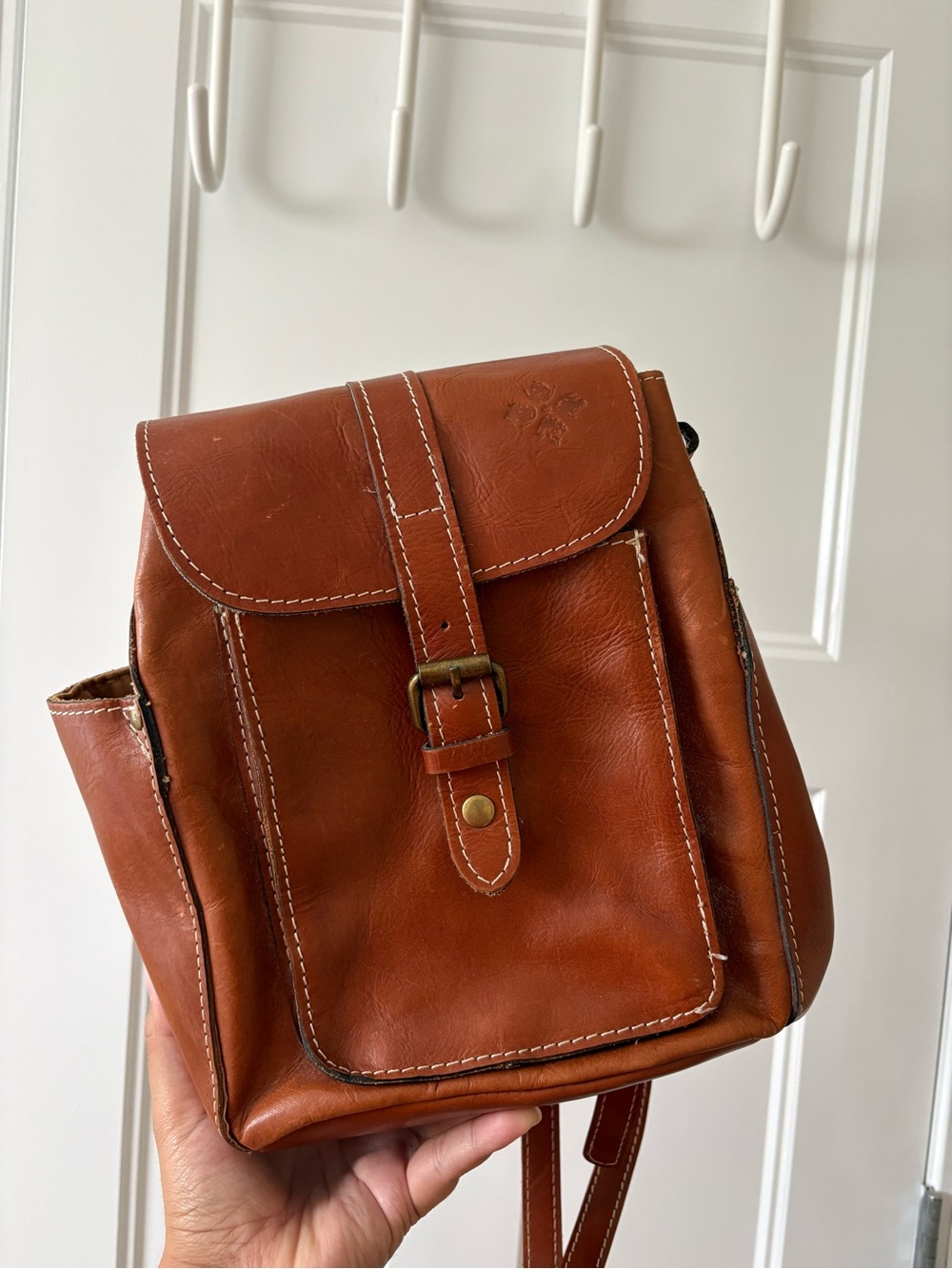 Patricia Nash Cognac Leather Mini Backpack